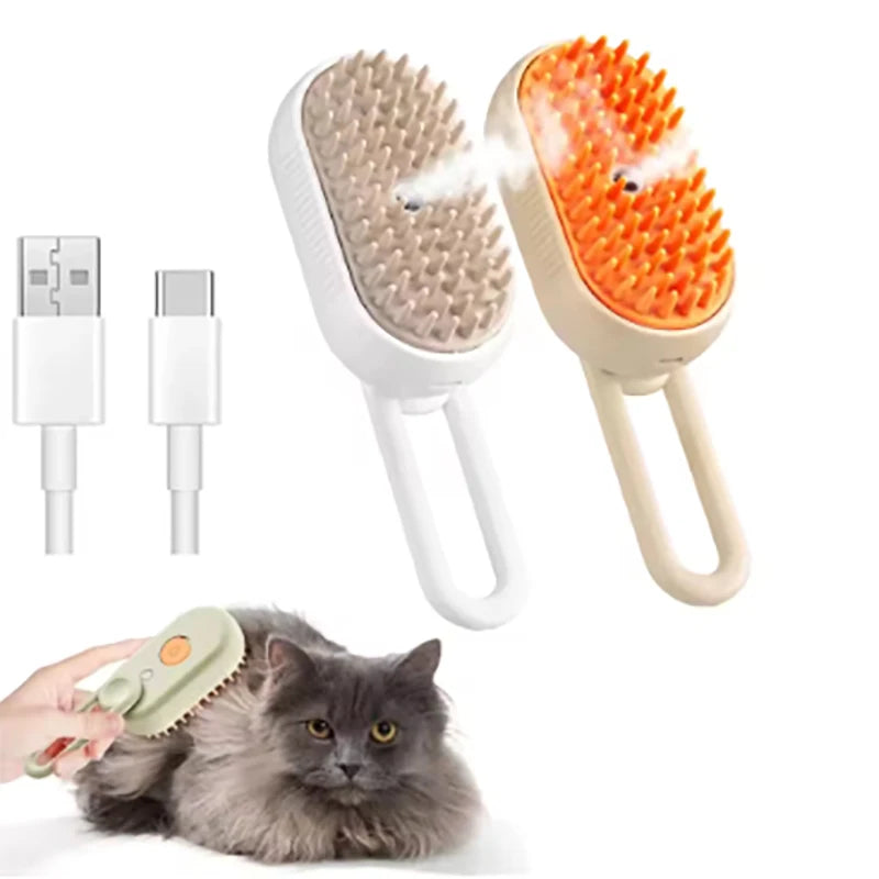 Steam Pet Grooming Brush - 3-in-1 Hair Removal, Bath & Massage Comb for Cats