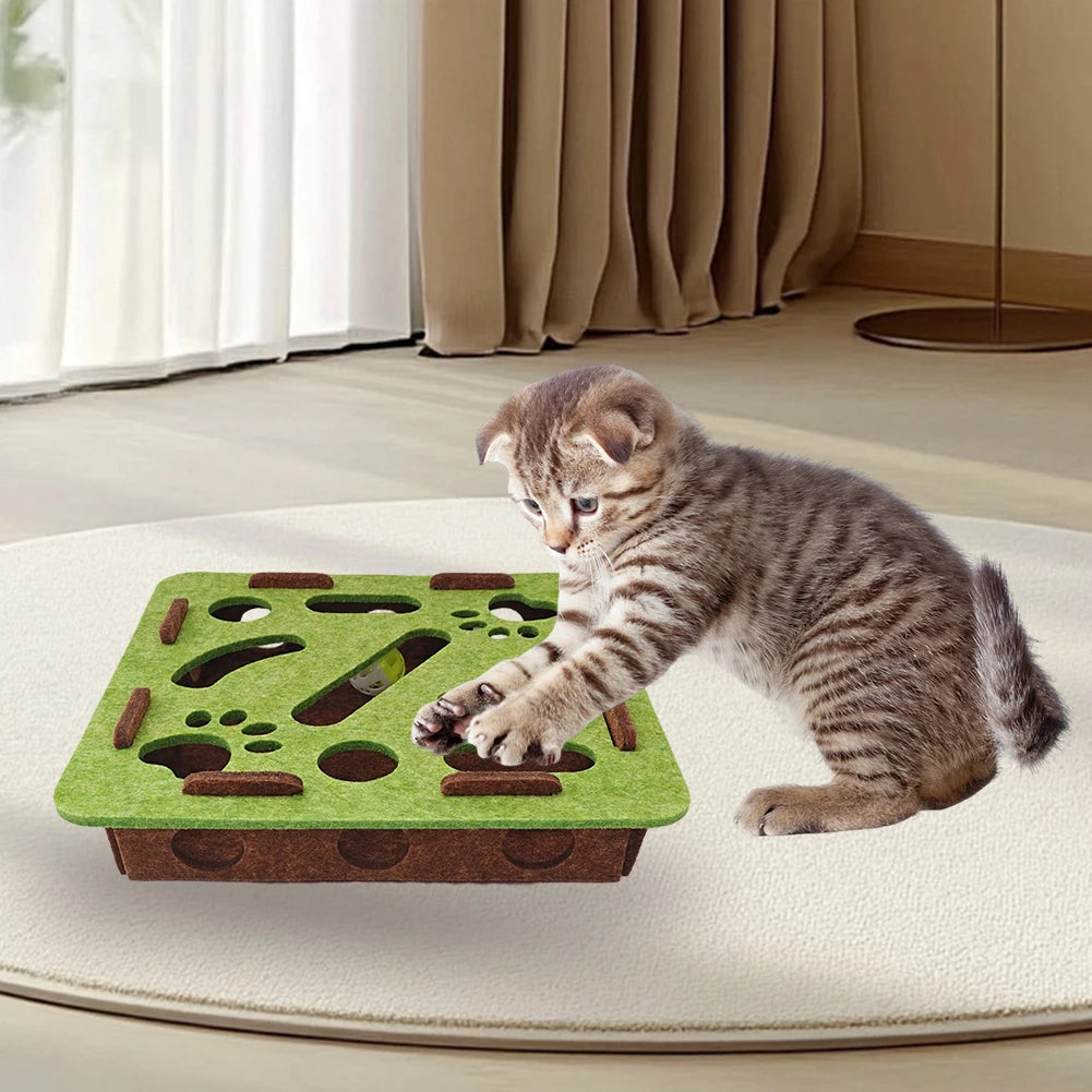 Cat Puzzle Toy - Interactive Felt Box with Ball for Mental Stimulation
