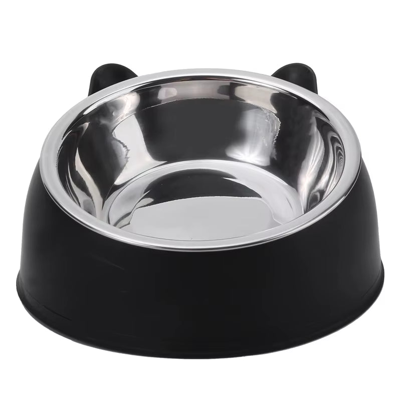 Stylish Stainless Steel Cat Bowl - Creative Inclined Design for Happy Feeding