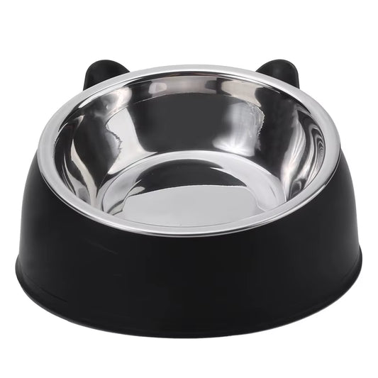 Stylish Stainless Steel Cat Bowl - Creative Inclined Design for Happy Feeding