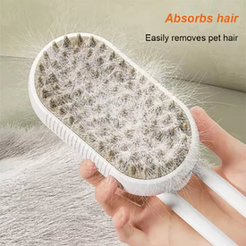 Steam Pet Grooming Brush - 3-in-1 Hair Removal, Bath & Massage Comb for Cats