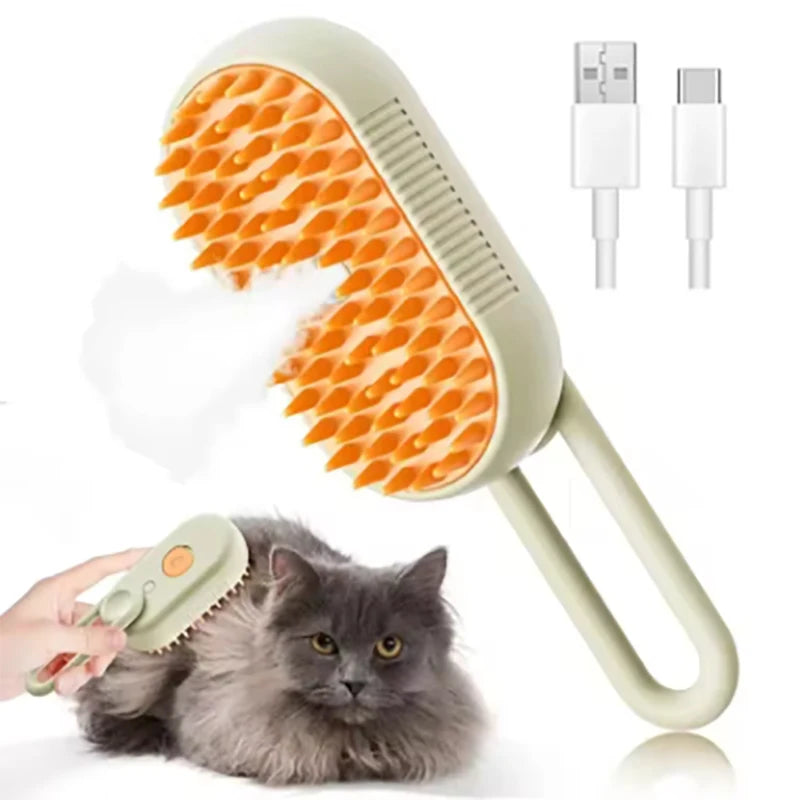 Steam Pet Grooming Brush - 3-in-1 Hair Removal, Bath & Massage Comb for Cats