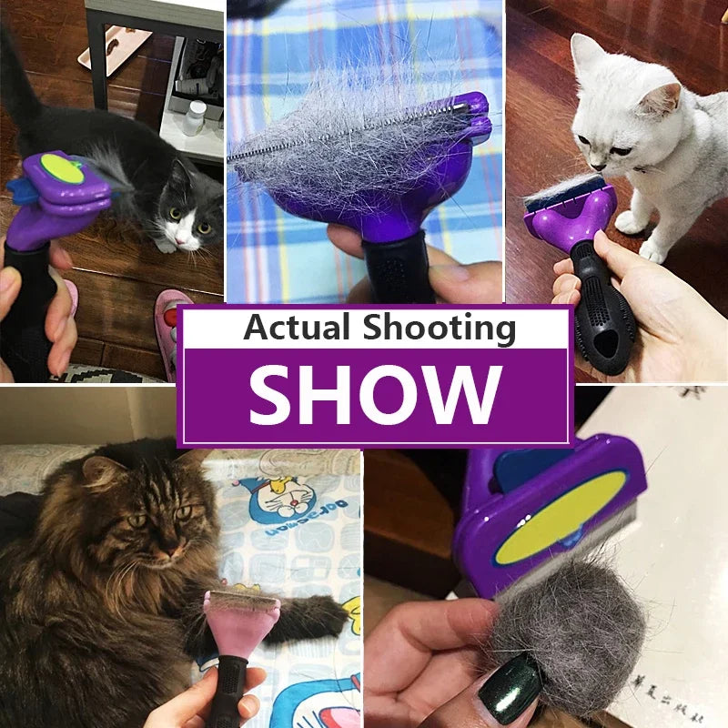 Pet Deshedding Comb - Hair Removal Brush for Cats & Dogs