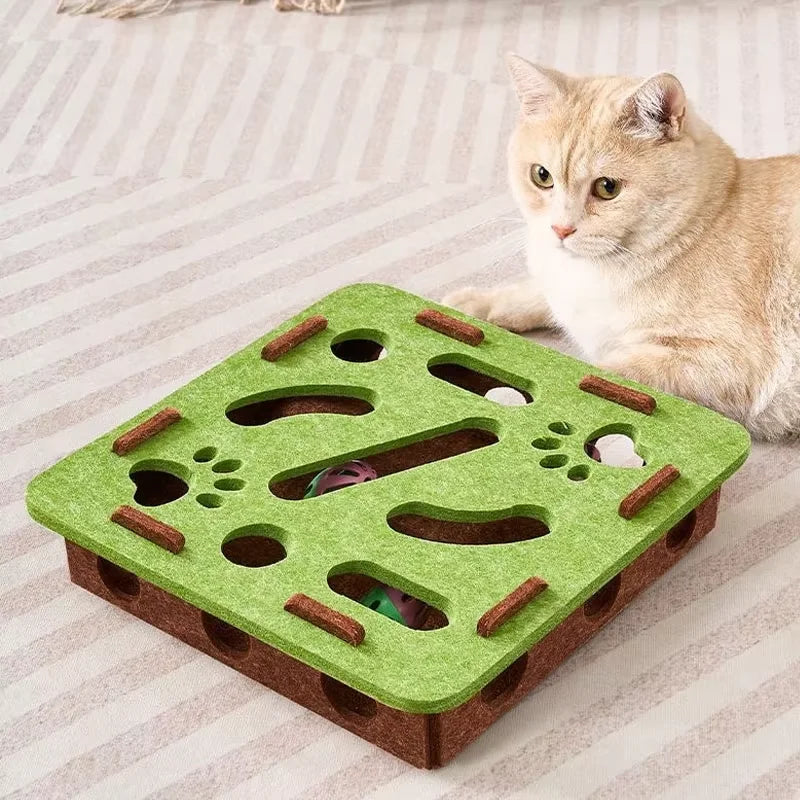 Cat Puzzle Toy - Interactive Felt Box with Ball for Mental Stimulation