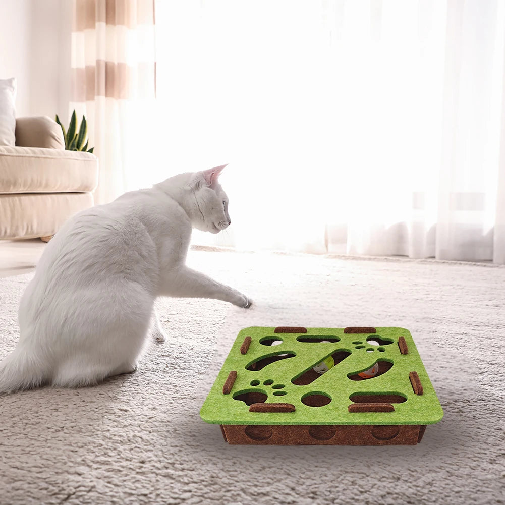 Cat Puzzle Toy - Interactive Felt Box with Ball for Mental Stimulation