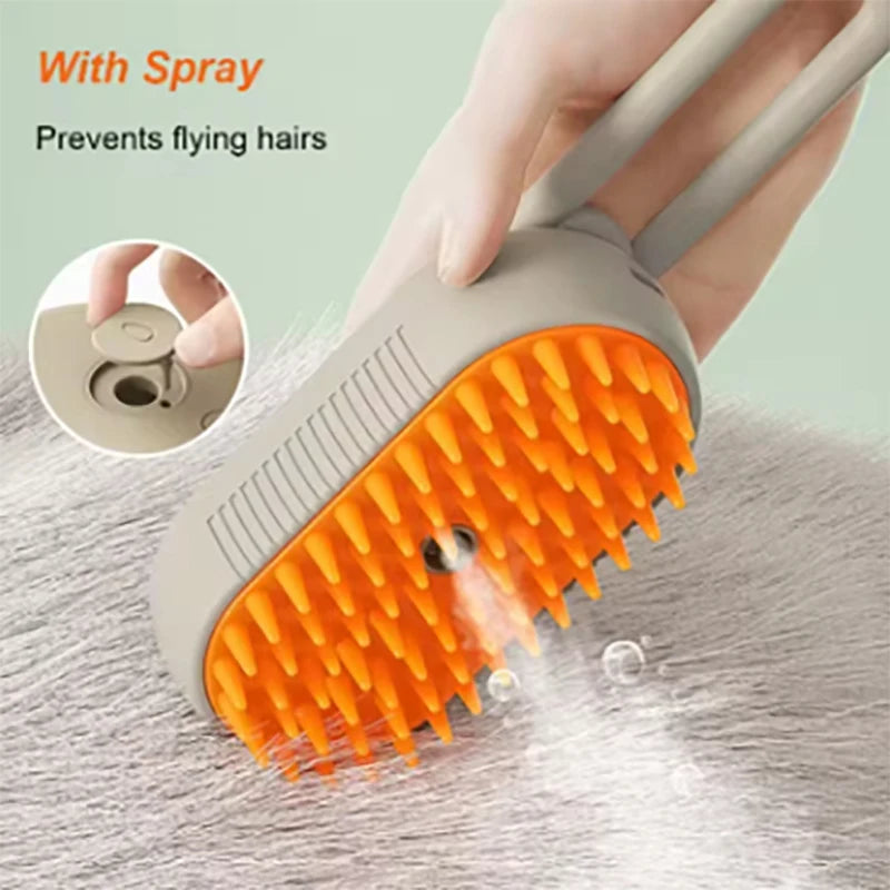 Steam Pet Grooming Brush - 3-in-1 Hair Removal, Bath & Massage Comb for Cats