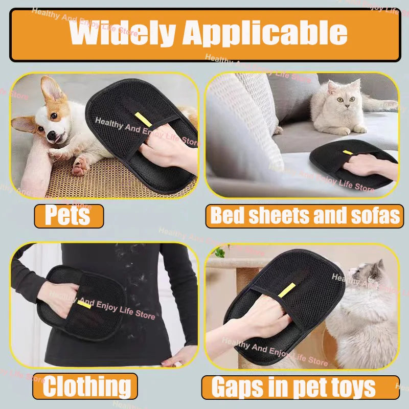 Pet Grooming Gloves - Double-Sided Hair Removal Tool for Cats & Dogs (3-Pack)