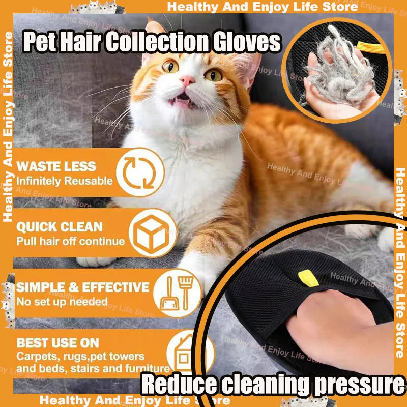 Pet Grooming Gloves - Double-Sided Hair Removal Tool for Cats & Dogs (3-Pack)