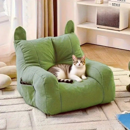 Cartoon Cat Sofa Bed - Washable & Detachable Pet Furniture