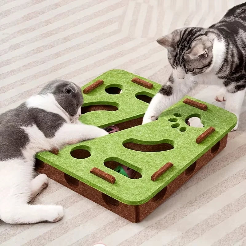 Cat Puzzle Toy - Interactive Felt Box with Ball for Mental Stimulation